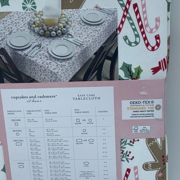 Cupcakes and Cashmere Christmas Gingerbread Tablecloth Oblong 60” x 84” - Picture 6 of 6